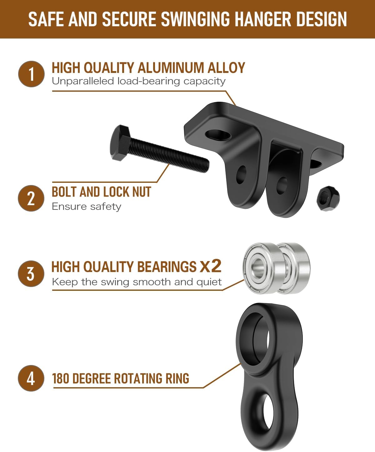 Thumbnail 1 de Heavy Duty Porch Swing Hangers Kit with Aluminum Alloy Construction (8-Pack)
