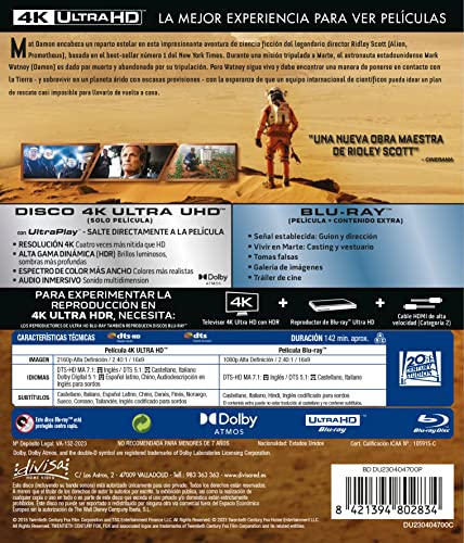 Thumbnail 1 de Divisa HV Marte The Martian 4K Blu-ray