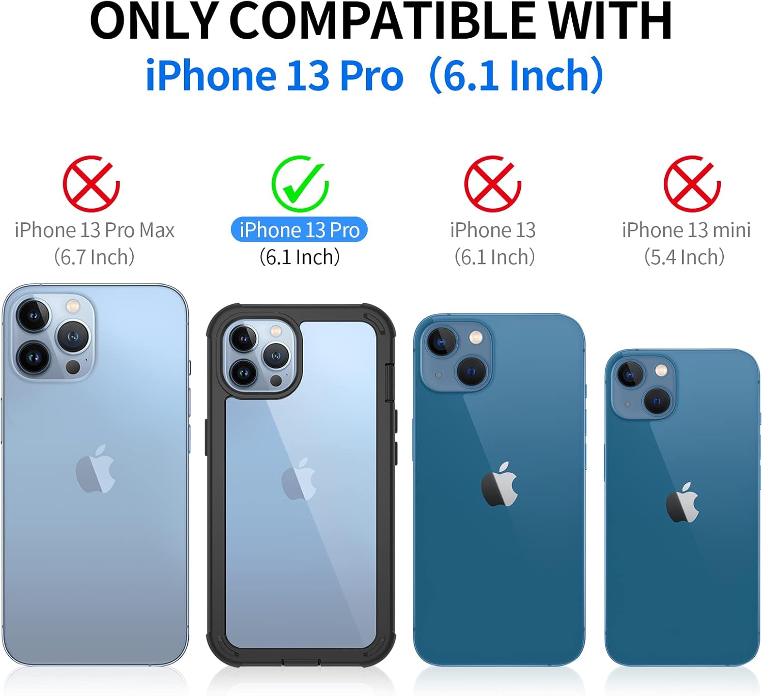 Thumbnail 1 de Seacosmo Coque anti-choc 360° pour iPhone 13 Pro 6,1" – Transparent et robuste avec écran et caméra protégés