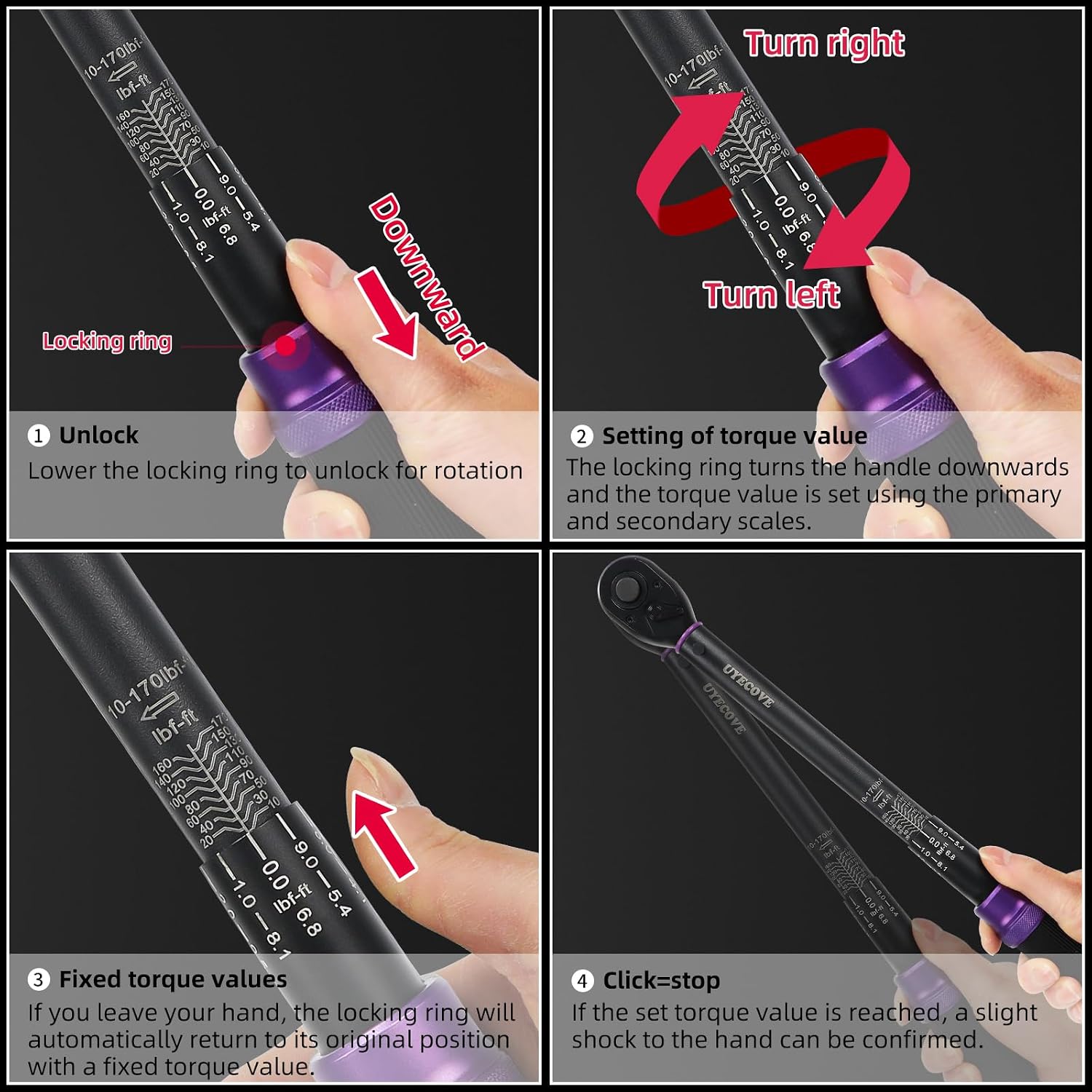 Detalle de UYECOVE 1/2-Inch Drive Torque Wrench Set
