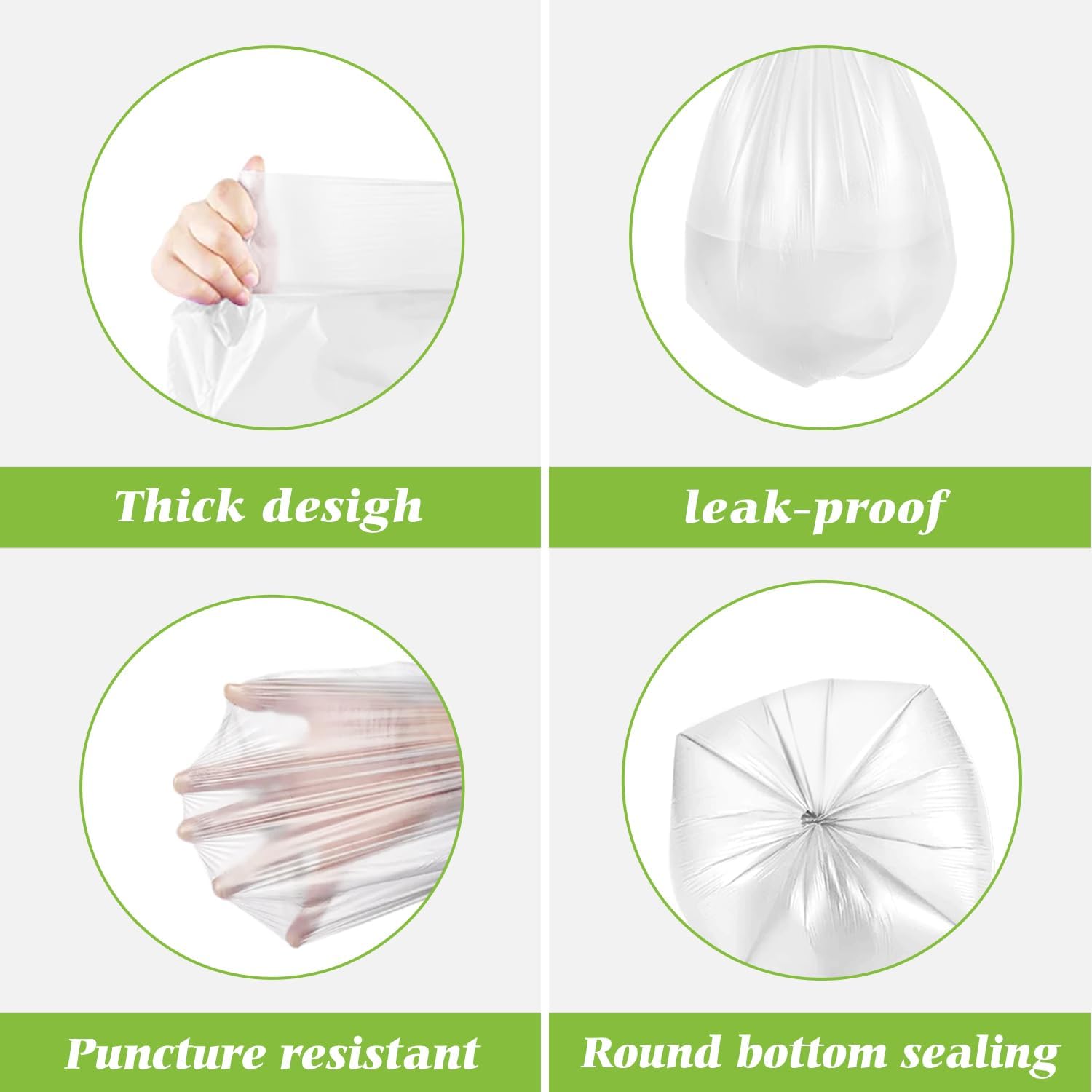 Detalle de Teivio Clear Trash Bags, 8 Gallon
