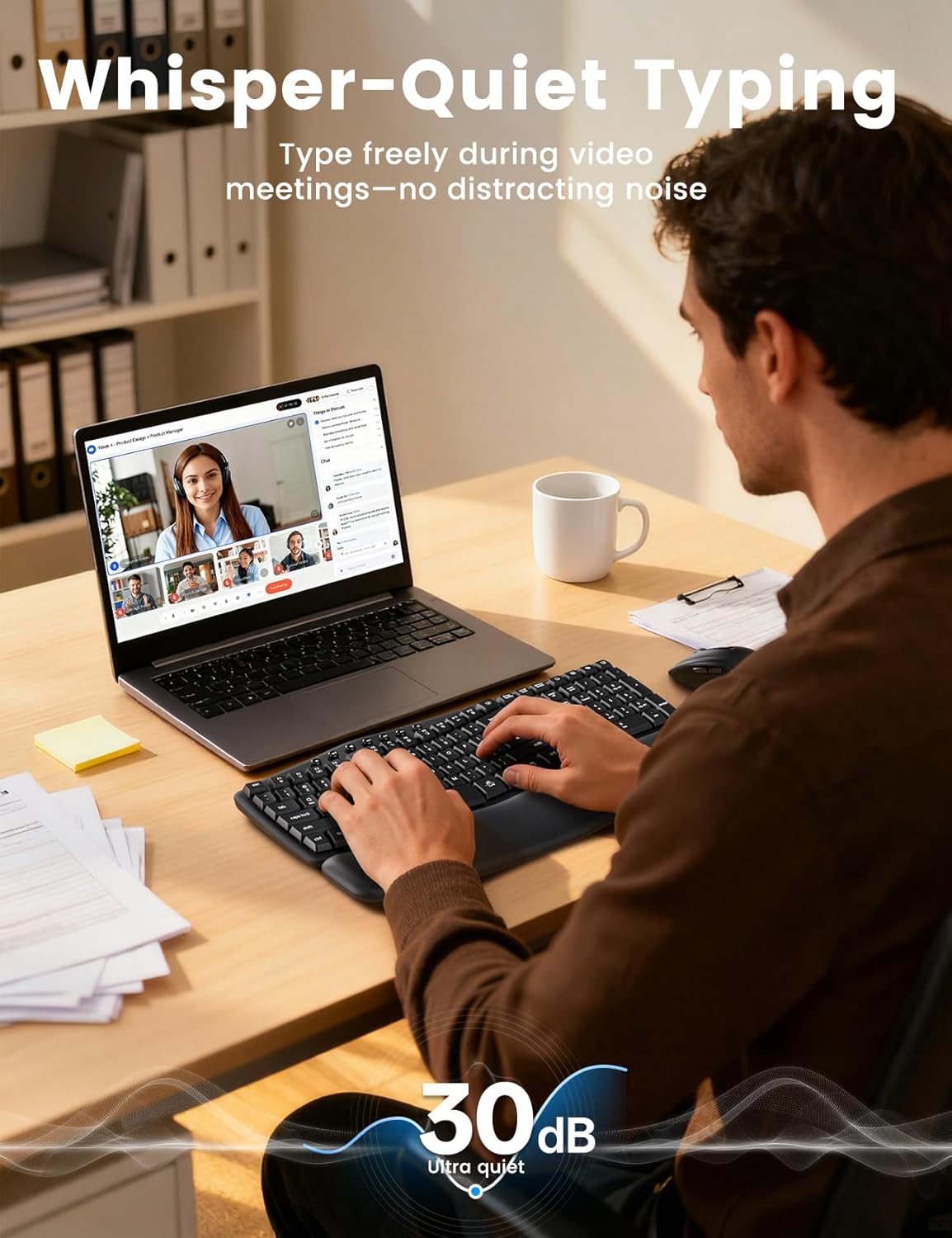 Thumbnail 4 de Sablute Ergonomic Wireless Keyboard and Mouse Combo 30dB ⌨️