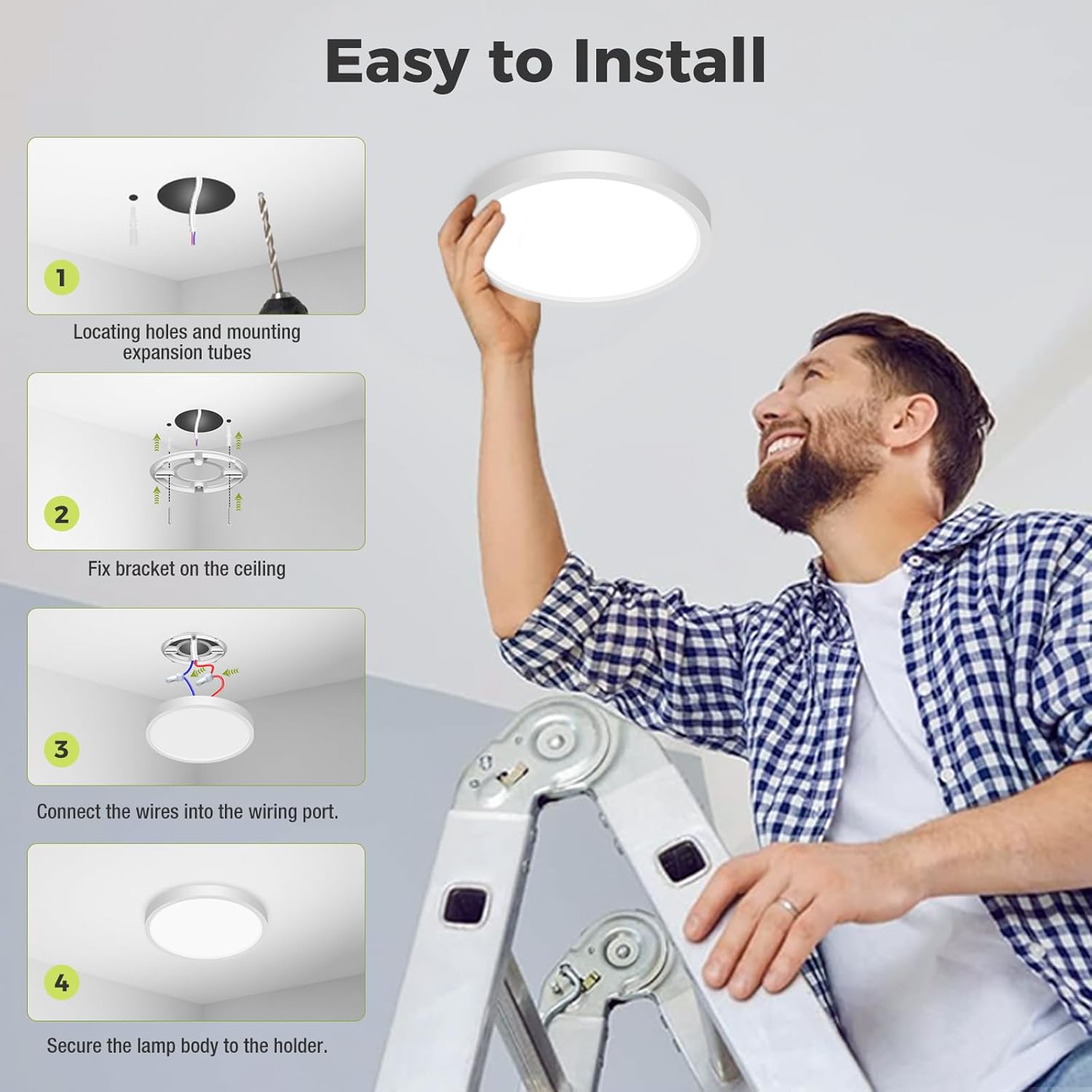 Thumbnail 5 de hepside LED Ceiling Light (3 colour temperatures) – IP54 waterproof flush bathroom ceiling lamp