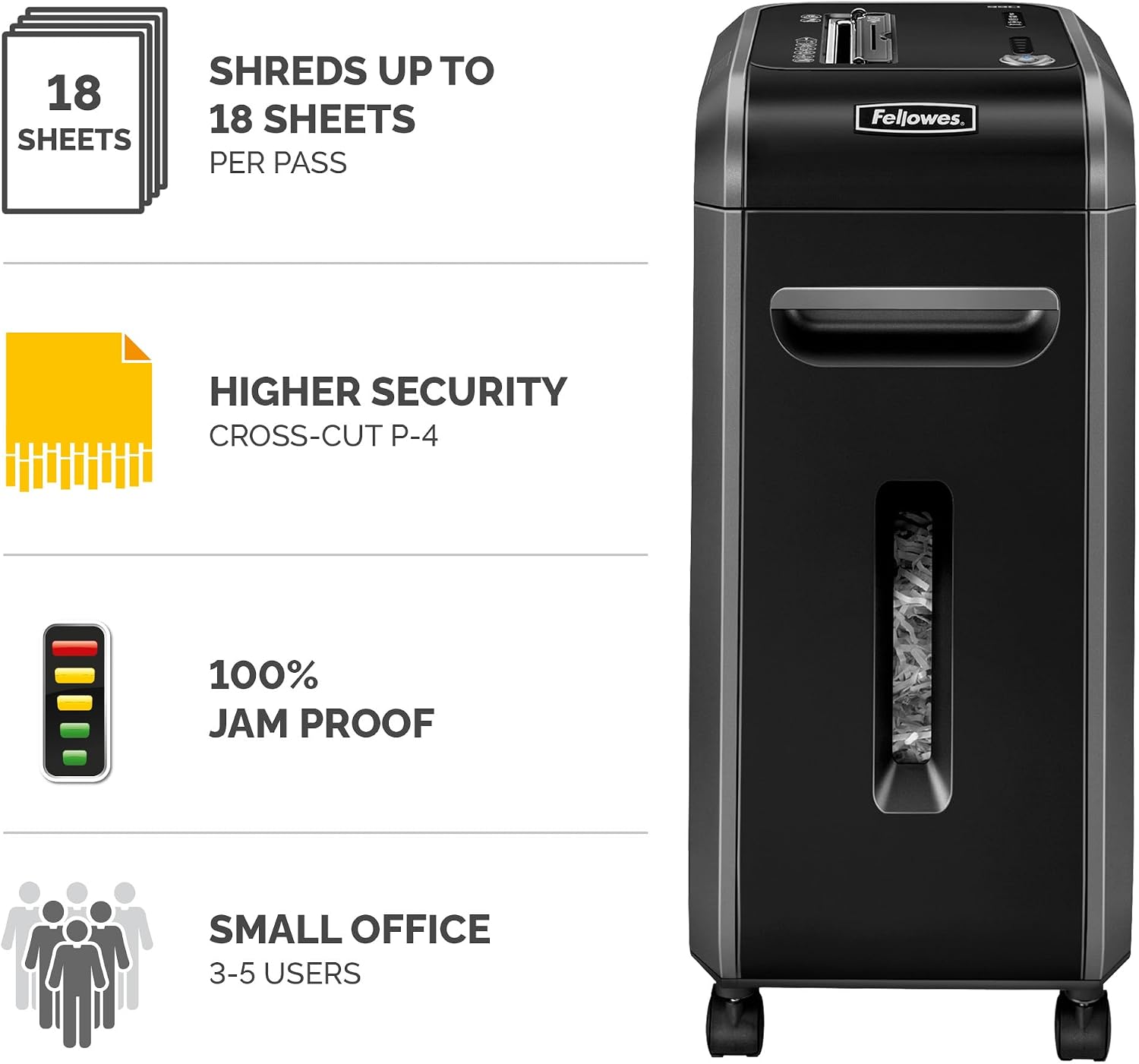 Detalle 2 de Fellowes 99Ci 18 Sheet Cross Cut Paper Shredder (DIN P4) for Office Use