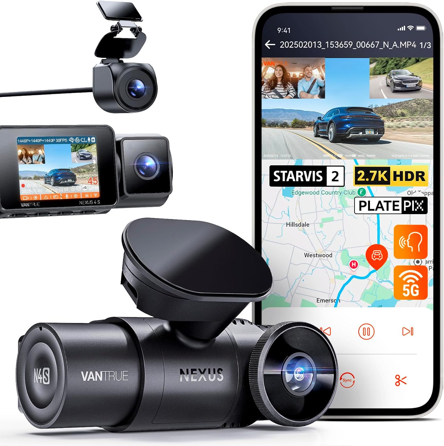 Detalle de Vantrue N4S 3-Channel Dash Cam 1TB