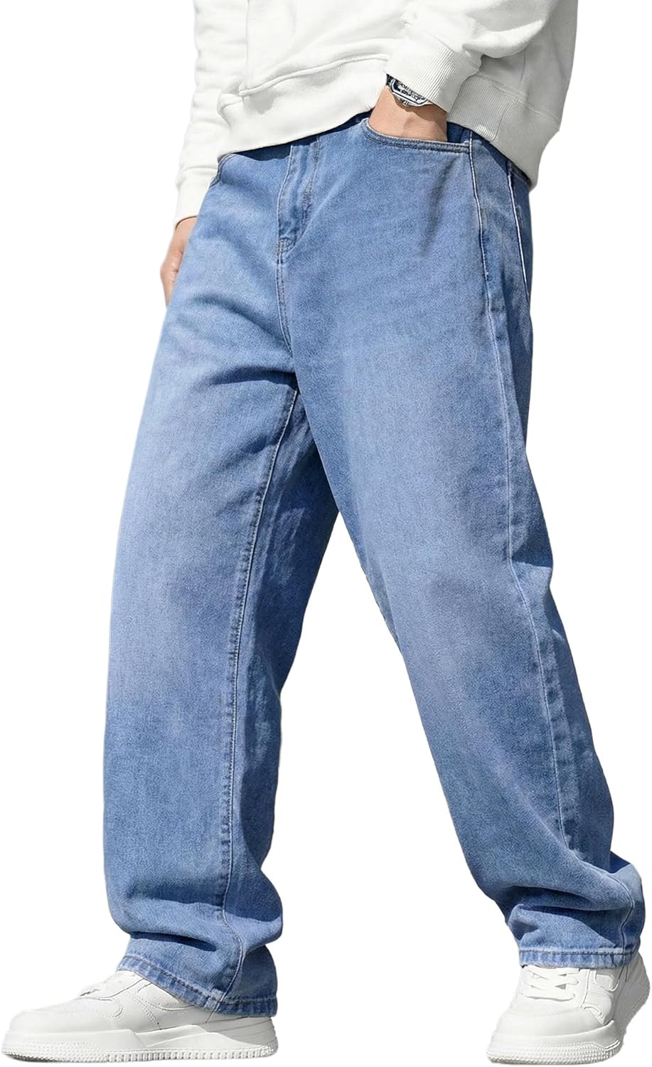 Detalle de JMIERR Men's Baggy Jeans Wide Leg Skater Hip Hop Denim Pants — Loose Fit Streetwear