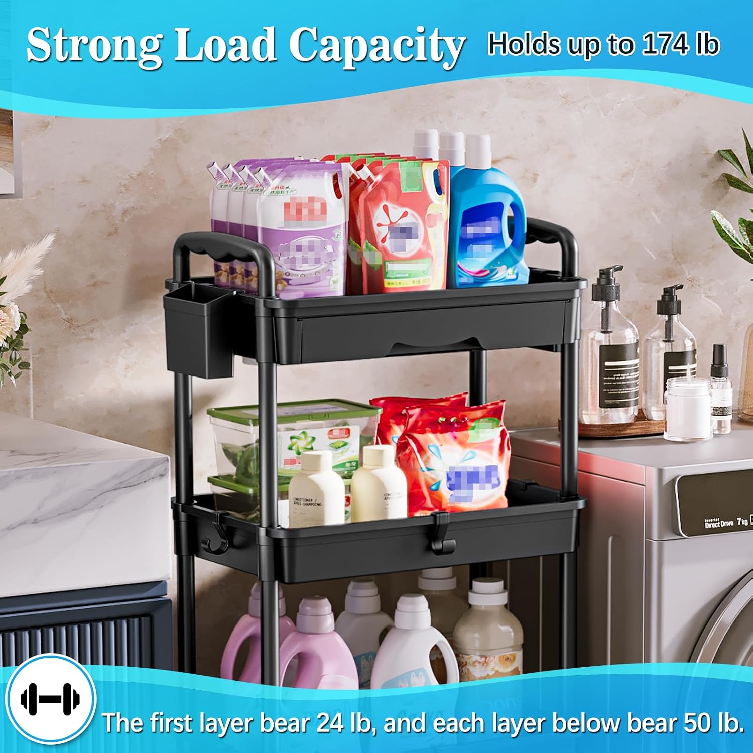 Detalle 1 de SUNALLY 4-Tier Rolling Cart