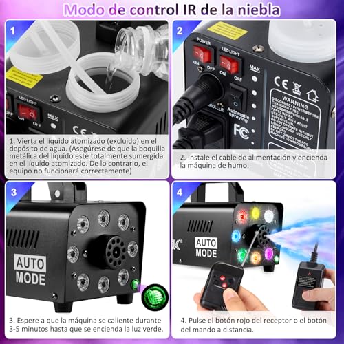 Thumbnail 6 de AGPTEK Máquina de Humo 2000CFM con 8 LED y mando inalámbrico para fiestas