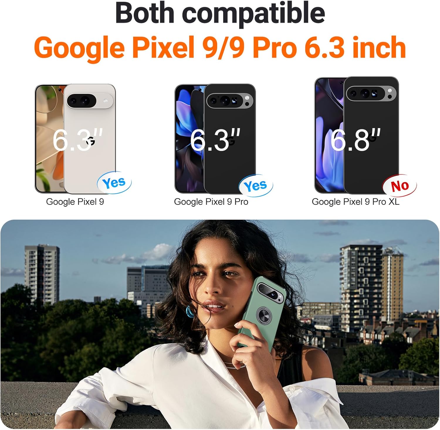 Detalle de AOUIA 360° Spin Stand Case for Google Pixel 9 (Alpine Green) — Slim, Drop-Proof Protection