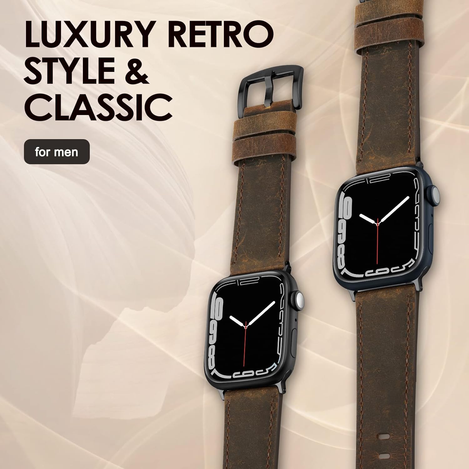 Thumbnail 4 de Tuocal Genuine Leather Strap for Apple Watch 42–46mm (Series 1–10): Classic Vintage Style