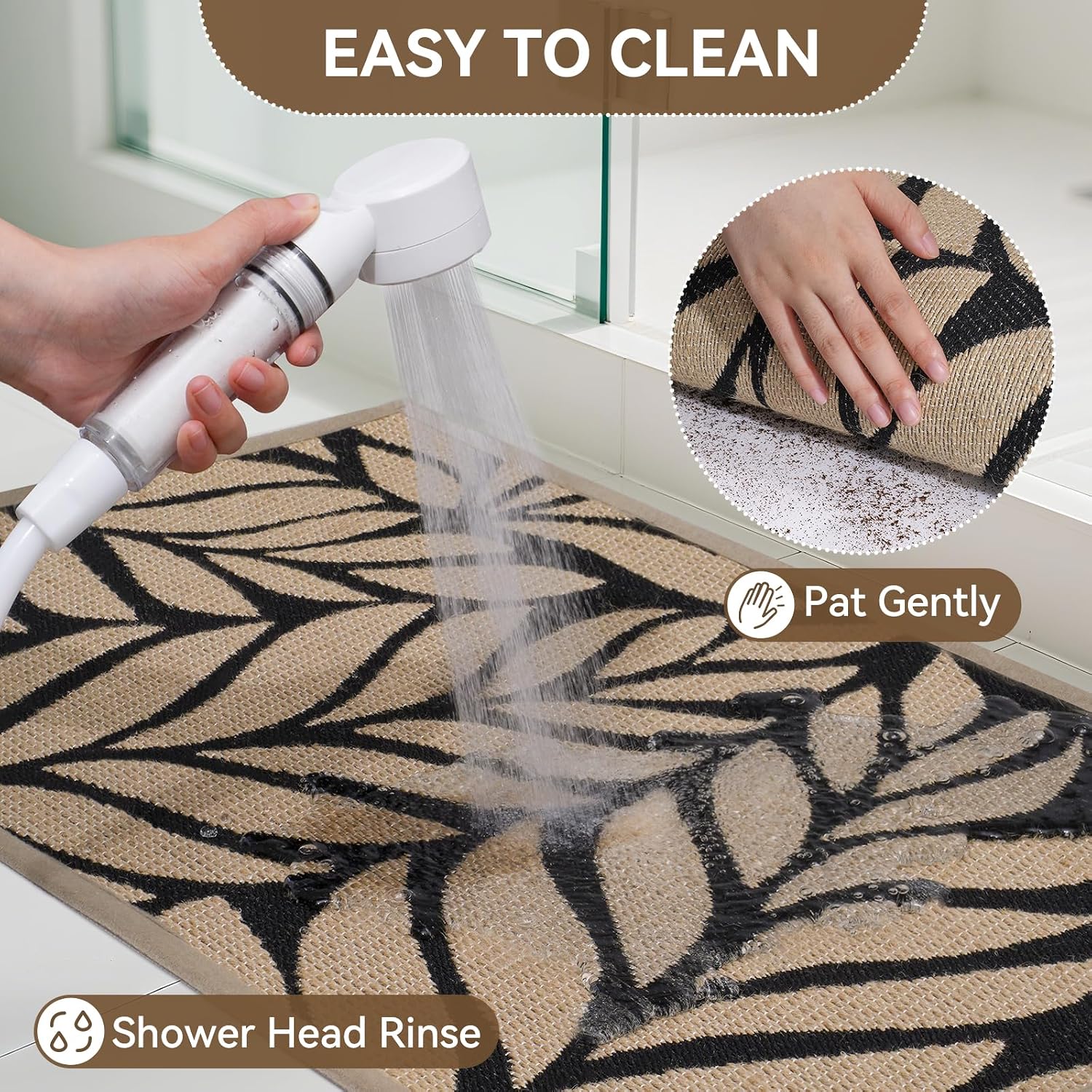Thumbnail 6 de QiCaiJia Brown Entryway Doormat, 31 x 47-Inch Low-Profile Washable Mat
