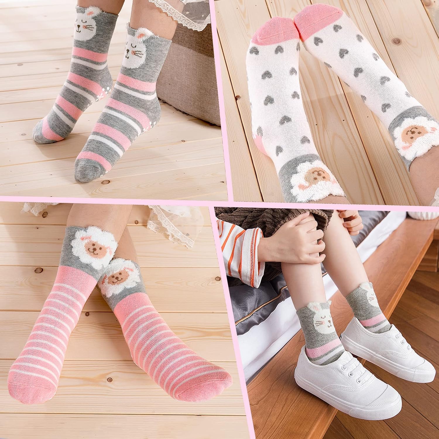 Detalle 2 de PUTUO Calcetines Antideslizantes Niñas 5 pares