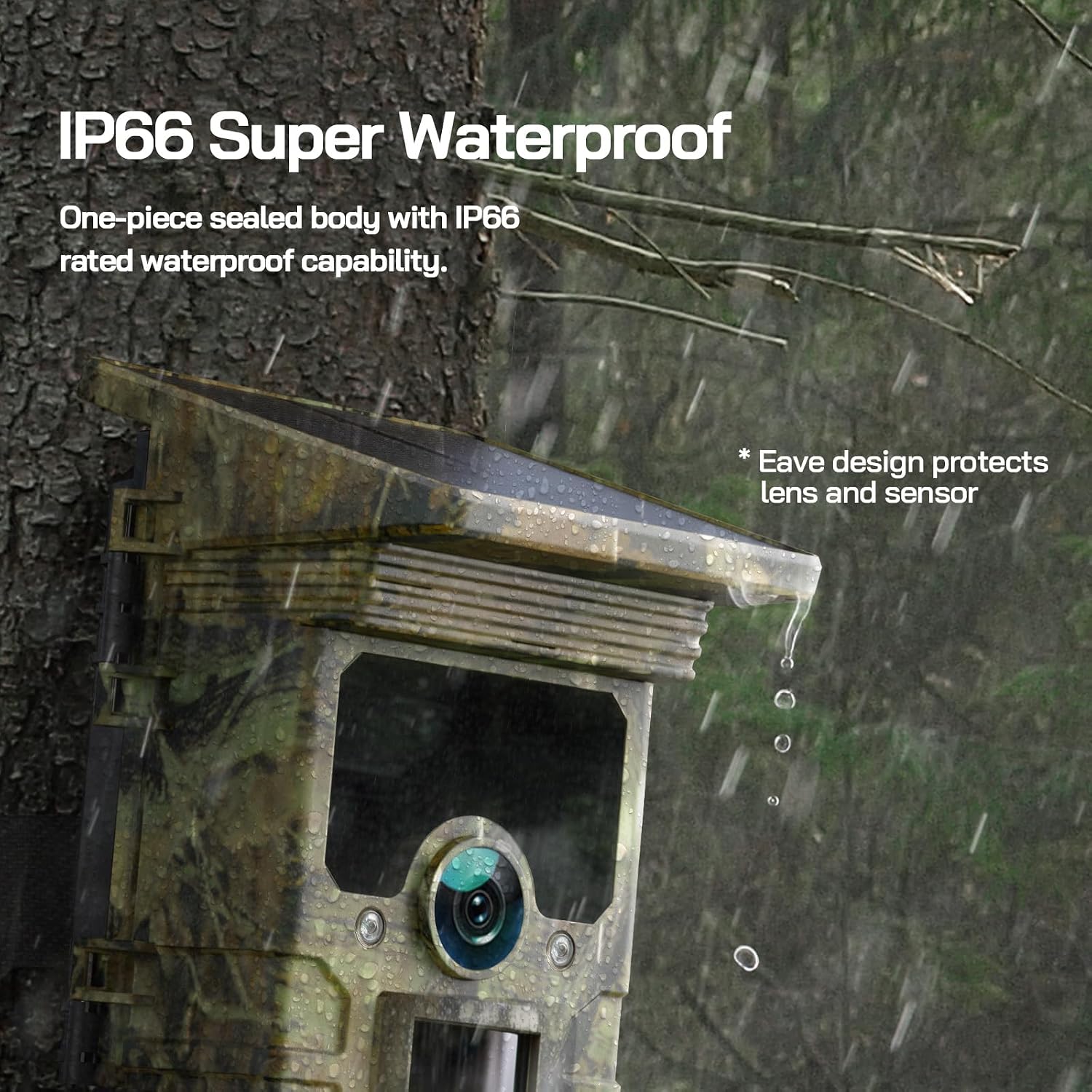Detalle de WOLFANG WT03 4K 68MP Solar Wildlife Camera with WiFi and Night Vision
