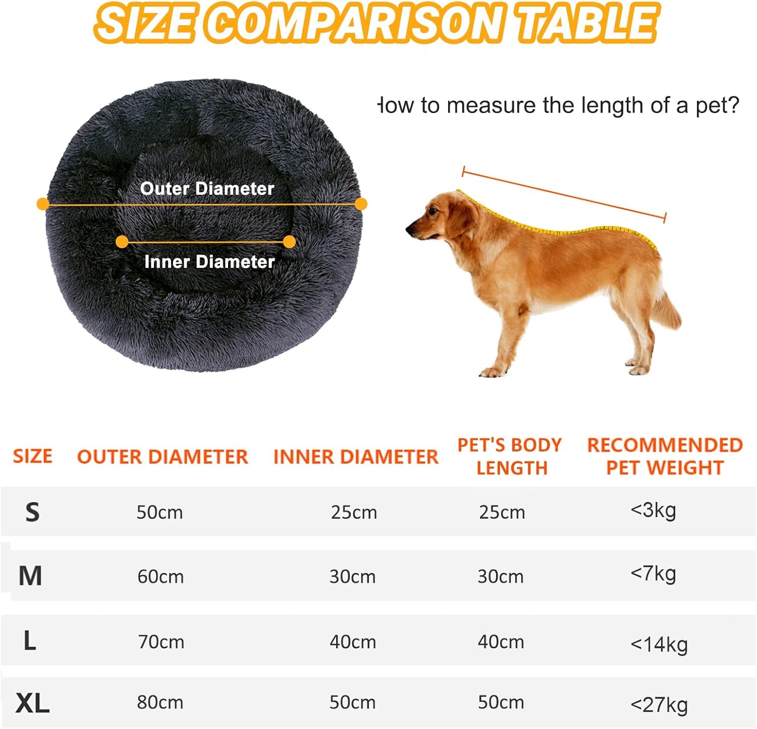 Thumbnail 3 de Donut Dog Bed Medium (60cm) – Washable, removable cover calming plush pet bed