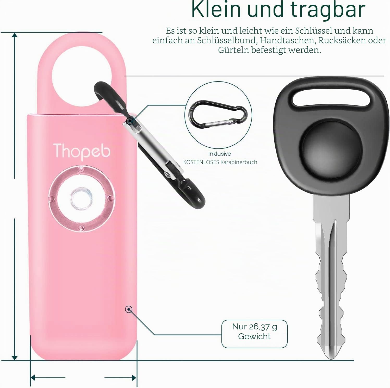 Thumbnail 1 de Der Original Persönlicher Alarm für Frauen – Selbstverteidigungs-Schlüsselanhänger mit 130 dB Sirene (Rosa)