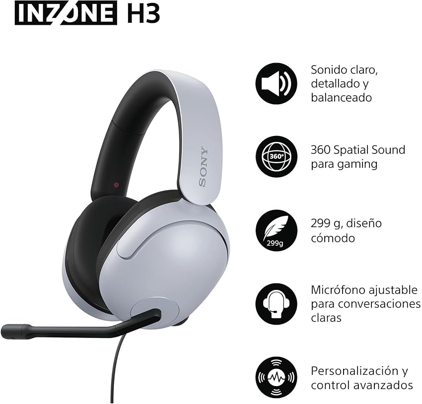 Detalle 2 de Sony INZONE H3 Auriculares gaming con sonido espacial 360