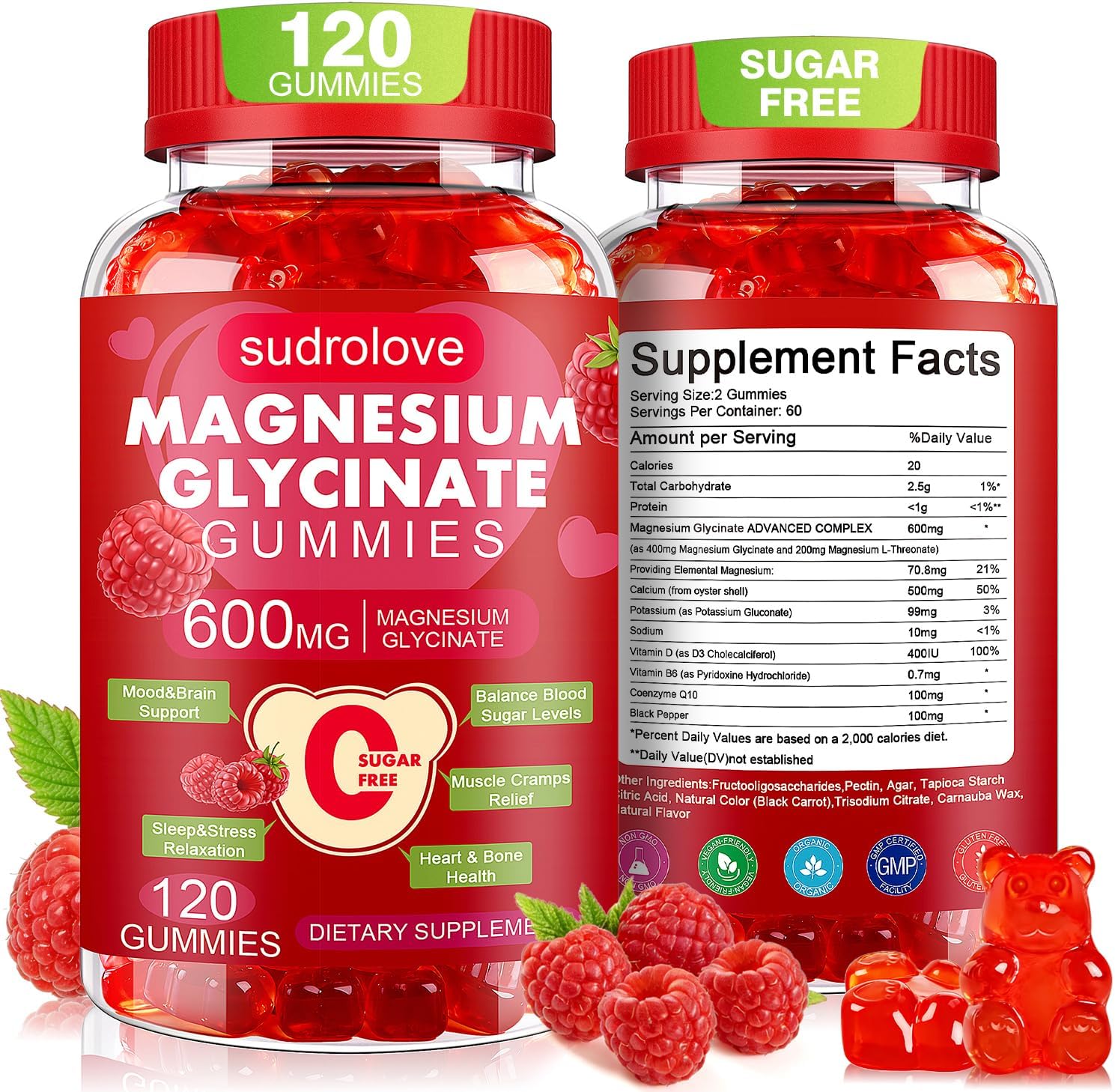 Detalle de sudrolove Magnesium Glycinate Gummies, 120 Count