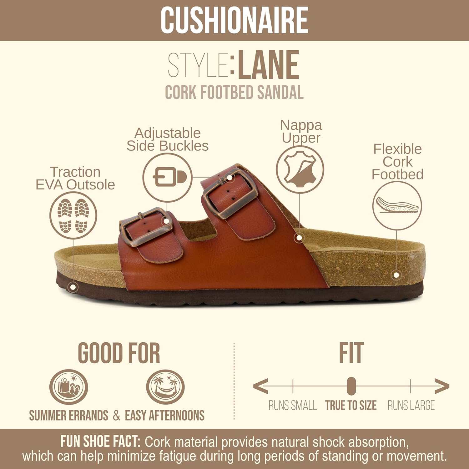 Detalle 2 de CUSHIONAIRE Lane-Parent Cork Slide Sandals with Adjustable Buckles and Platform