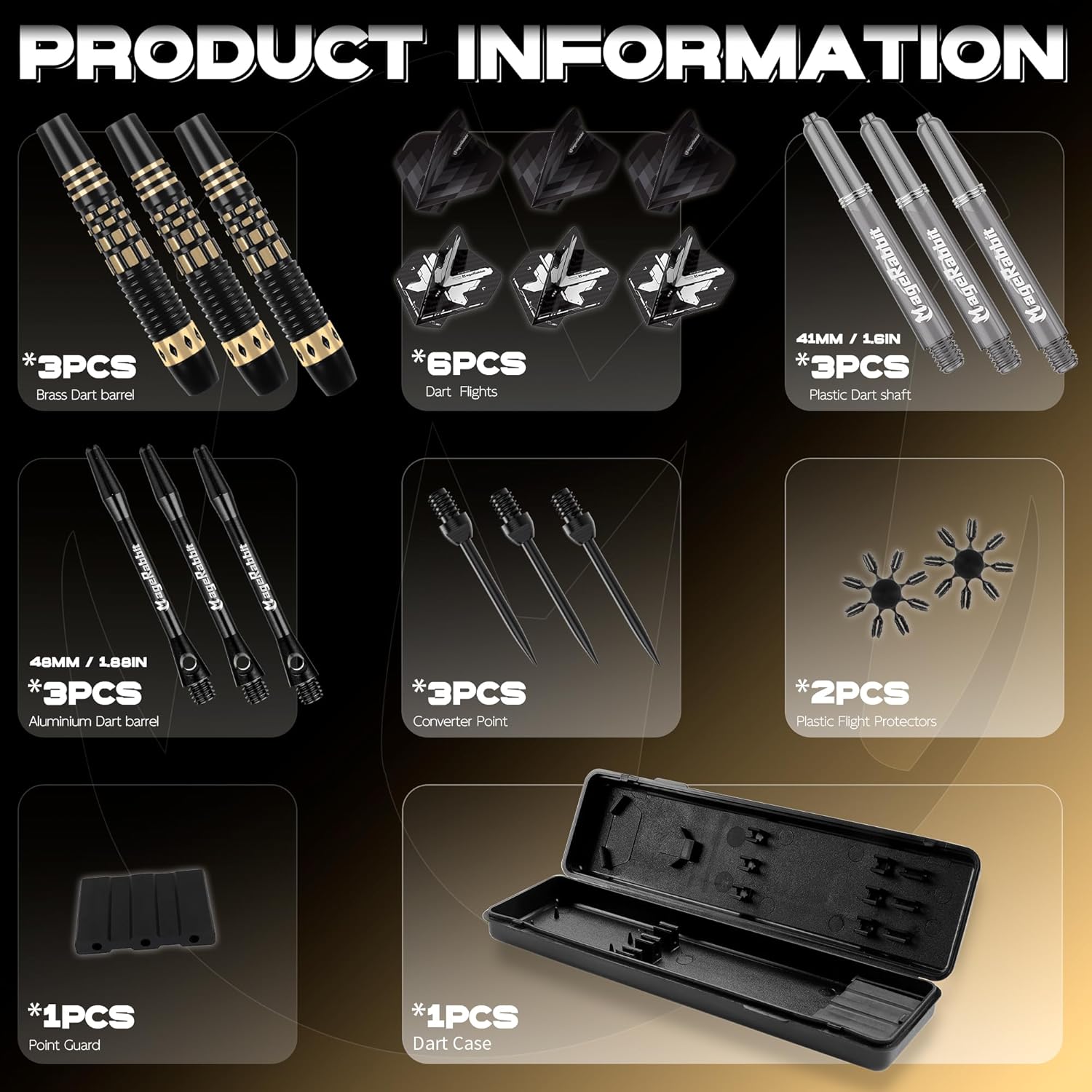 Thumbnail 2 de MageRabbit Metal Tip Darts (18g) with extra flights & aluminium shafts – 3 pack steel tip darts