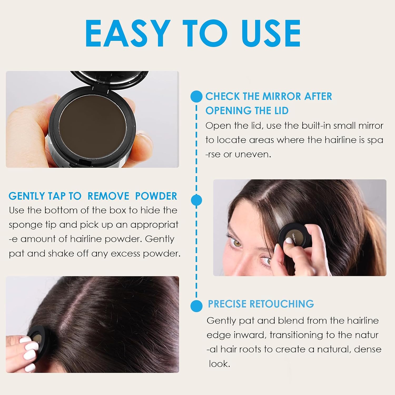 Detalle 2 de 10g Hair Line Powder: Polvere correttore per radice dei capelli, impermeabile, per riempire aree diradate