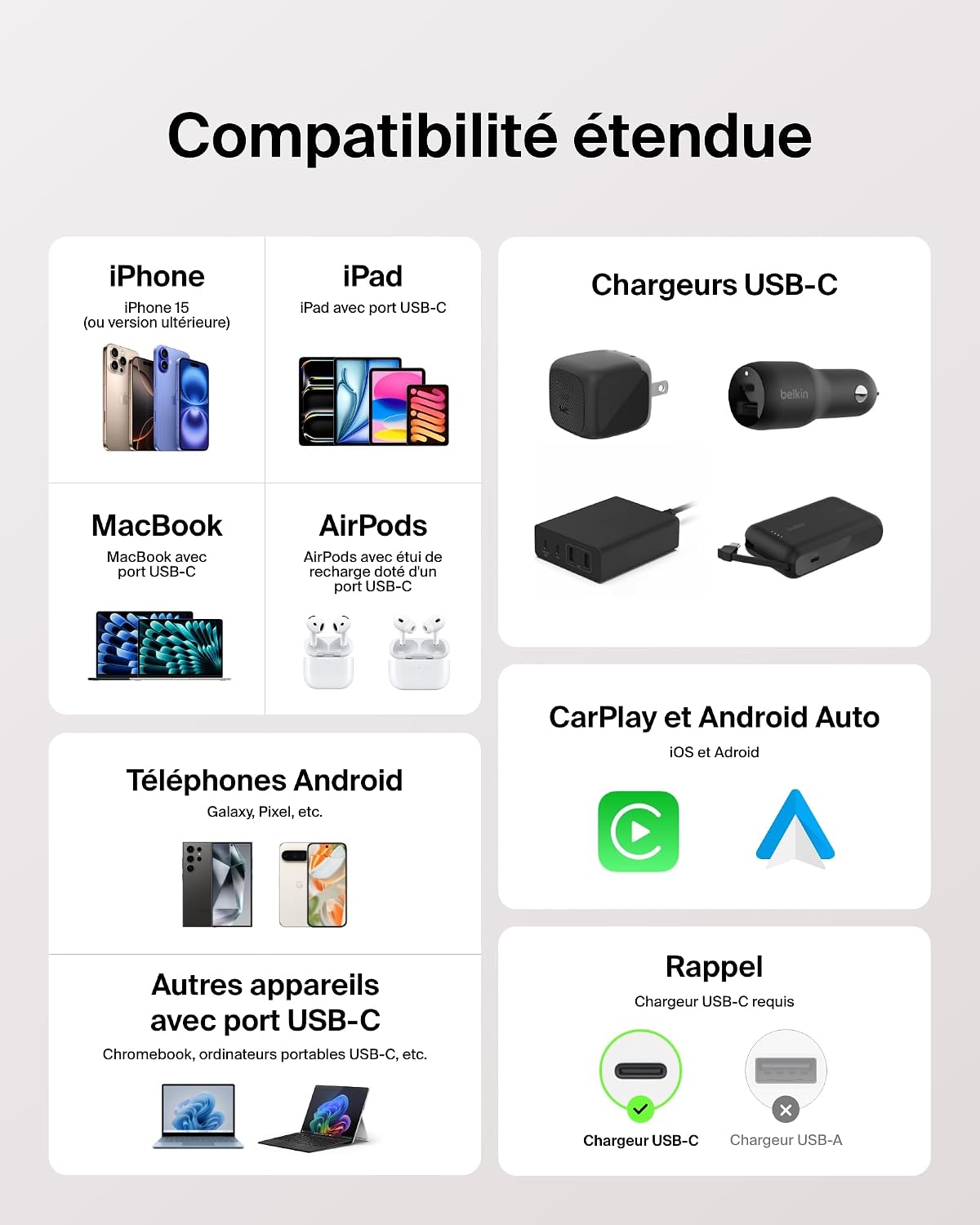 Detalle 1 de Belkin BBD008hq05PK2PK USB-C-kabels, 1,5 m, 60 W, gevlochten, roze, set van 2