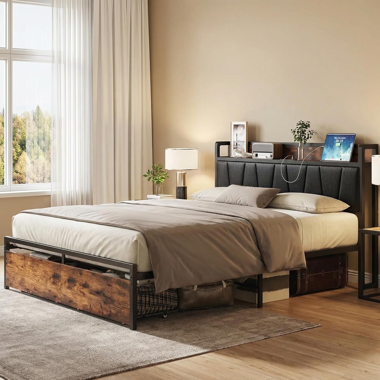 Detalle de LIKIMIO Full Size Bed Frame