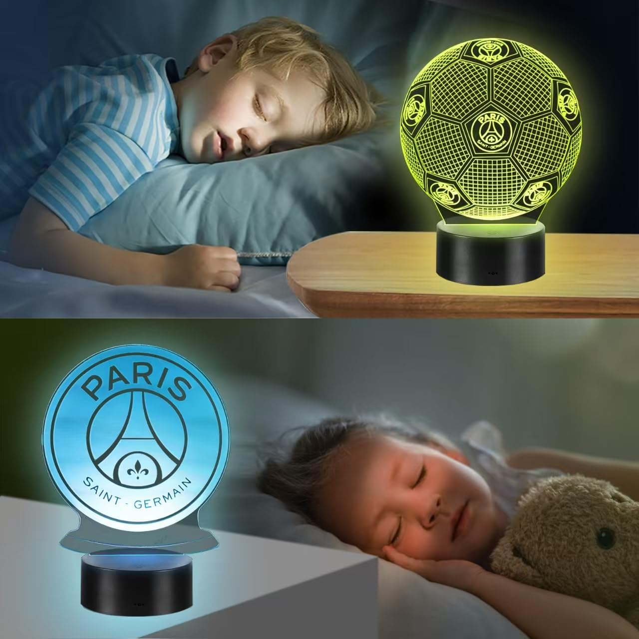 Thumbnail 6 de Veilleuse 3D Paris Football LED pour enfants avec télécommande et 16 couleurs