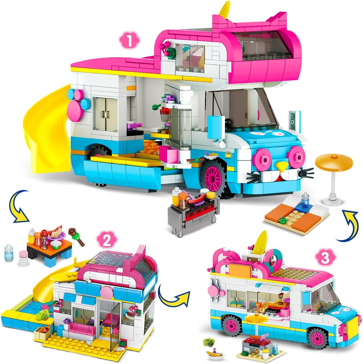 Detalle de CUBIMANA 3-in-1 Wohnmobil Bausteine 494 Teile đ§©