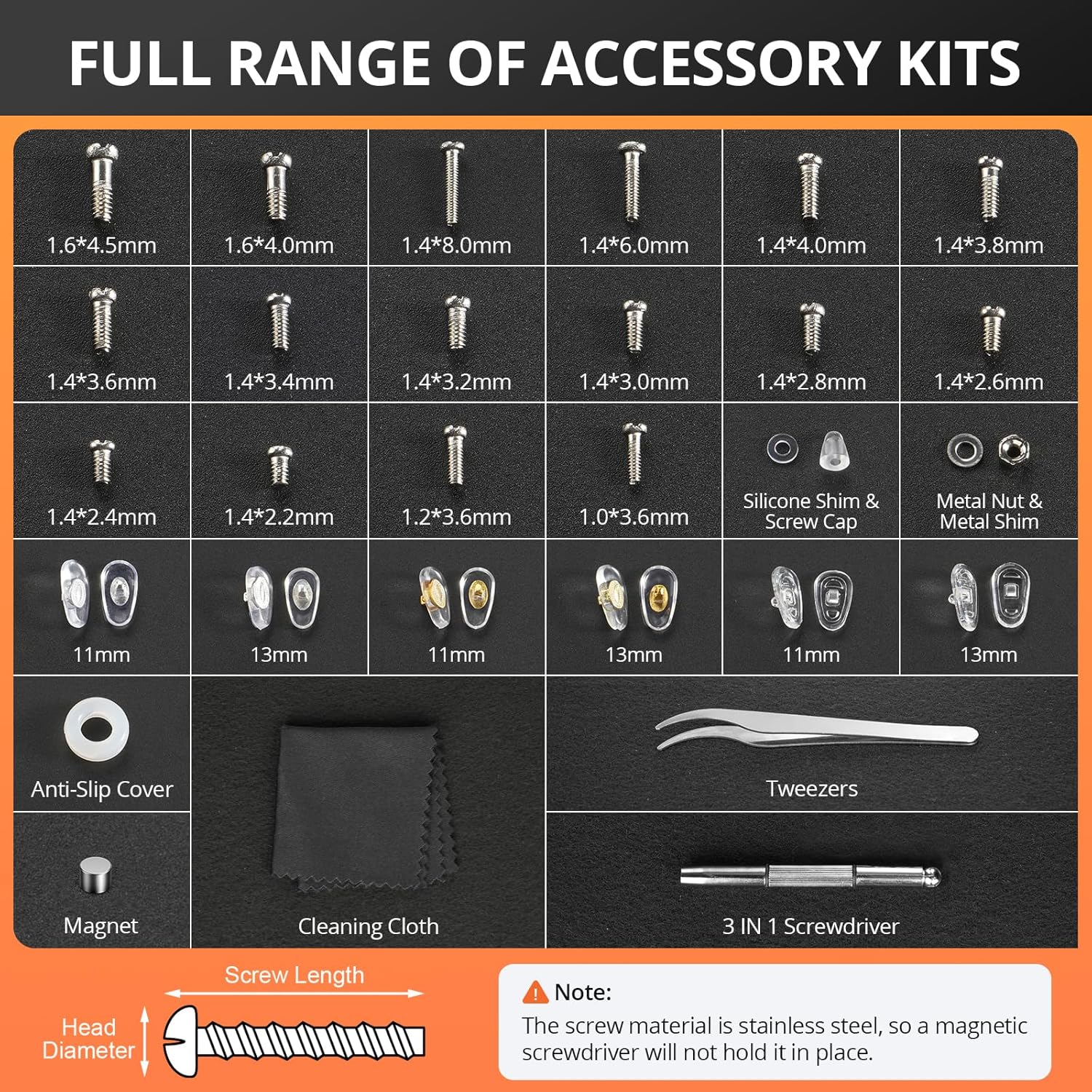 Detalle de JOREST Eyeglass Repairing Kit: a practical all-in-one toolkit for quick on-the-go fixes