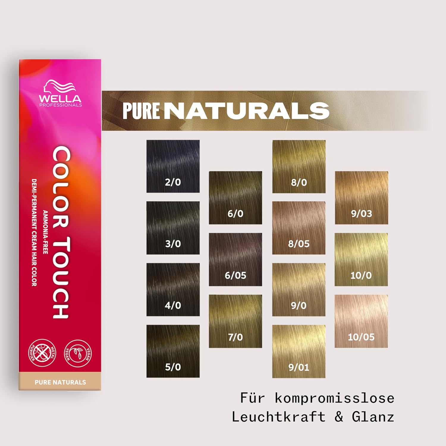 Detalle de Wella Professionals Color Touch Pure Naturals – Ammoniakfrei, vegane Intensivtönung für natürliche Nuancen bis 28 Haarwäschen