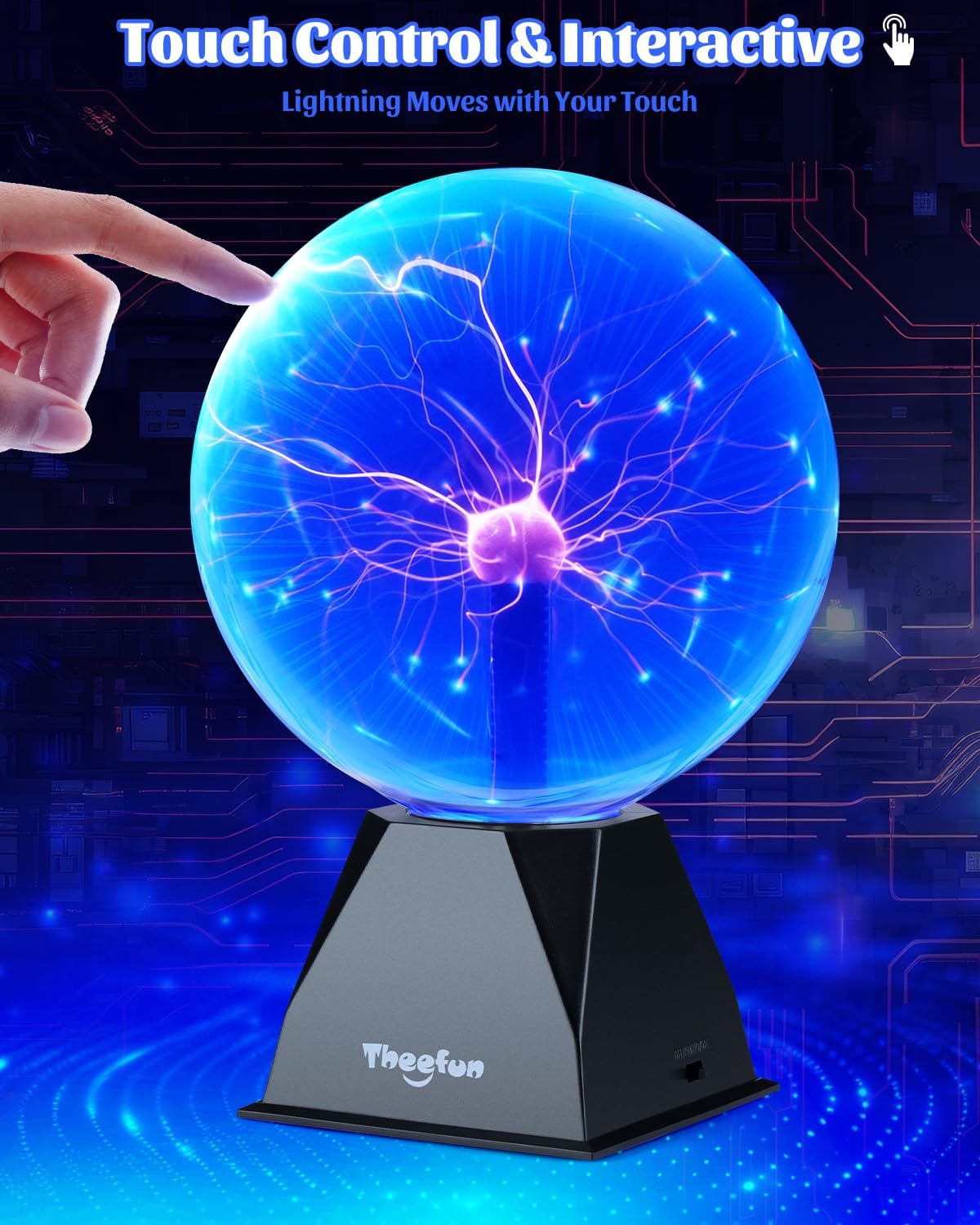 Detalle de Theefun NX-PS-8 8-Inch Plasma Globe, Blue Touch & Sound Lamp