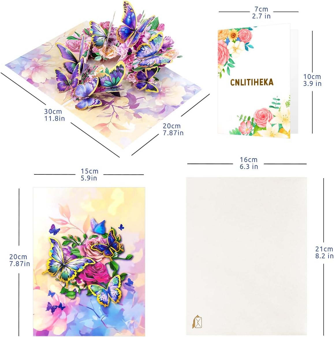 Detalle de CNLITIHEKA Rose Butterfly Pop Up Card for Women
