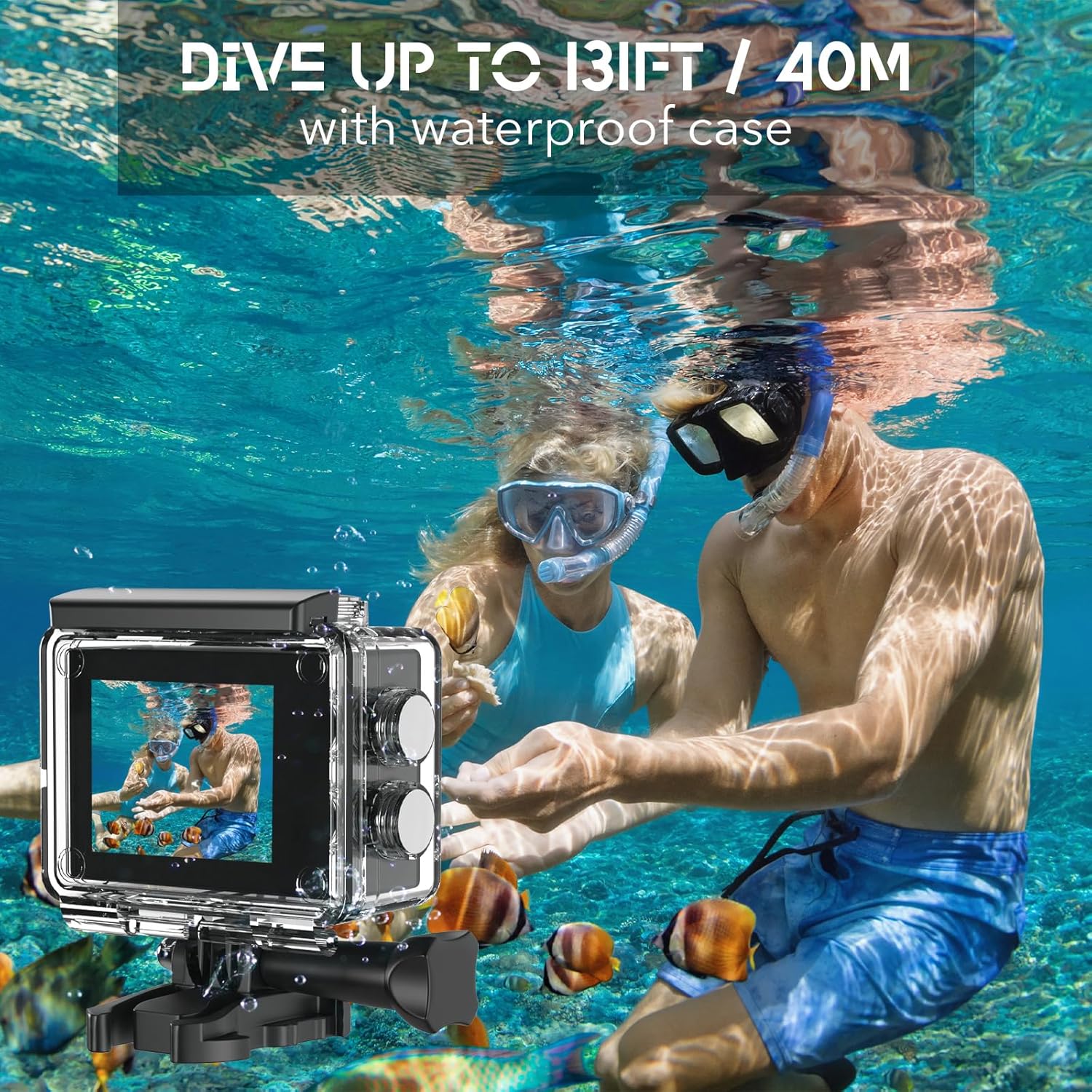 Detalle de Yonvim Action Cam: 5K-Aufnahmen, 170° Weitwinkel und 40 m Tiefenfestigkeit – eine solide Allround-Kamera für Outdoor-Abenteuer