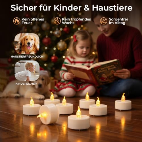 Detalle 2 de cimetech 12 LED Teelichter mit Timer & Fernbedienung – flammenlose Kerzen