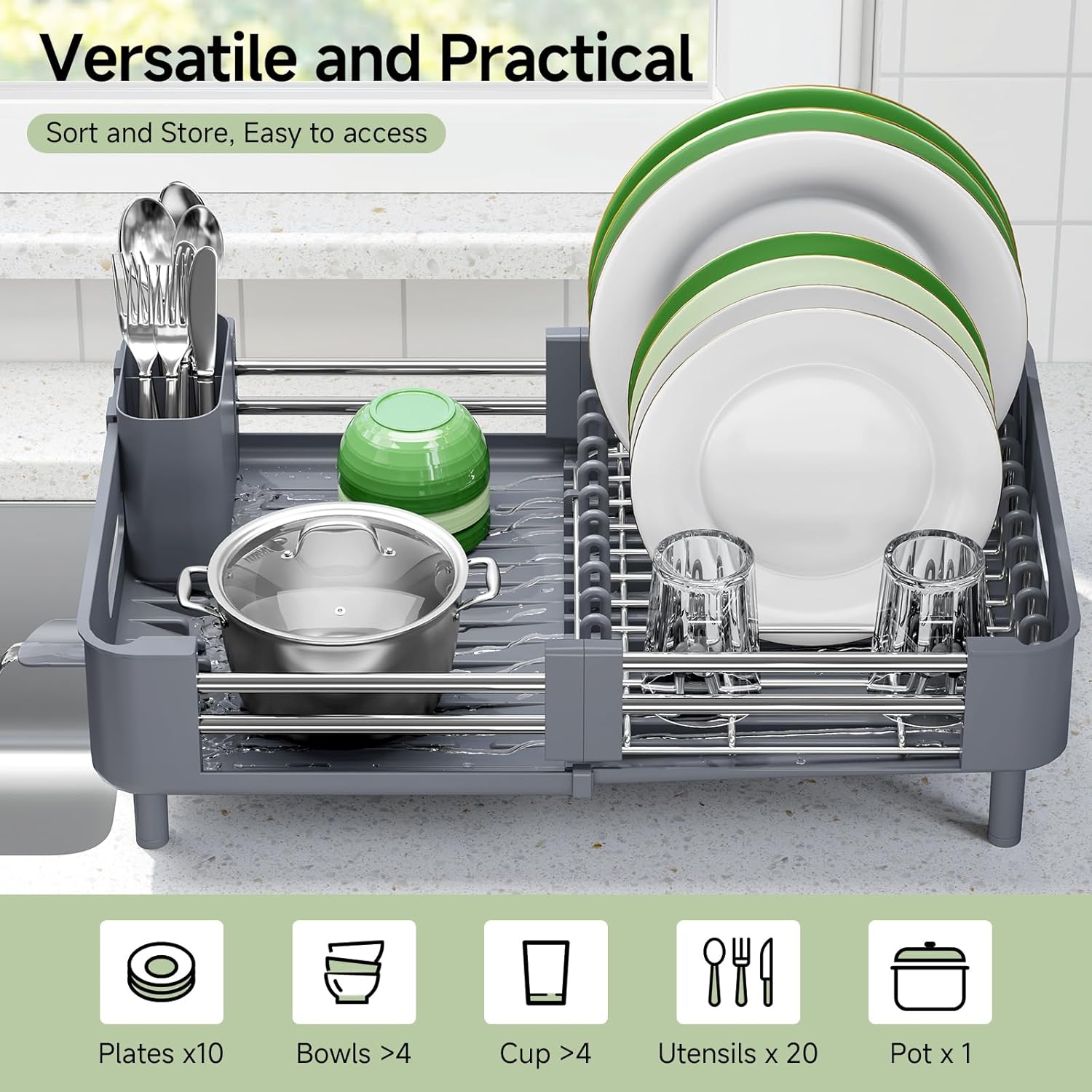 Detalle 2 de KINGRACK Dish Drainer Rack extendable for countertop 🍽