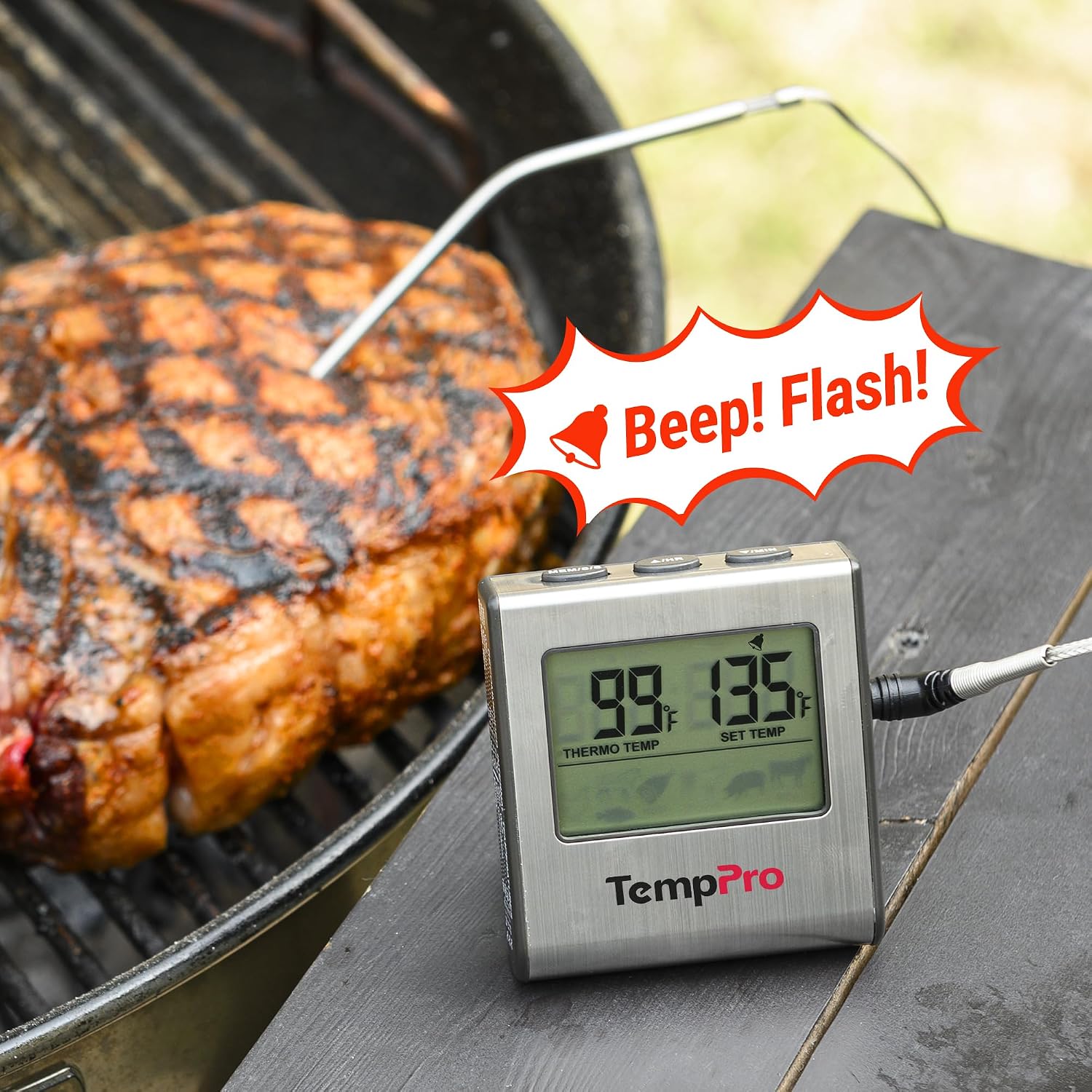 Thumbnail 4 de ThermoPro TP-16 Digital Meat Thermometer with Stainless Steel Probe and Timer