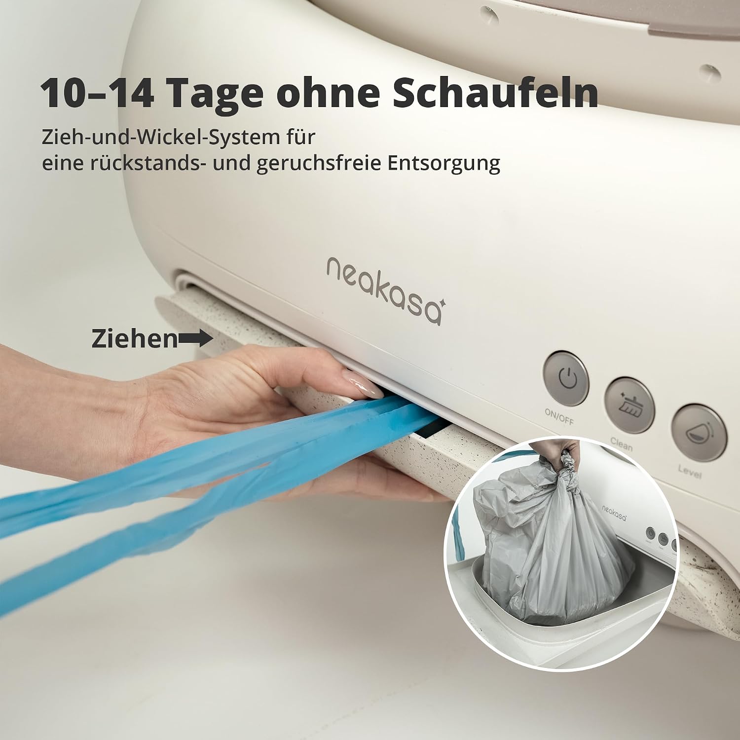 Detalle de Neakasa M1 Plus Lite – Selbstreinigende Katzentoilette mit Open-Top Design (XXL Kapazität) und App-Steuerung