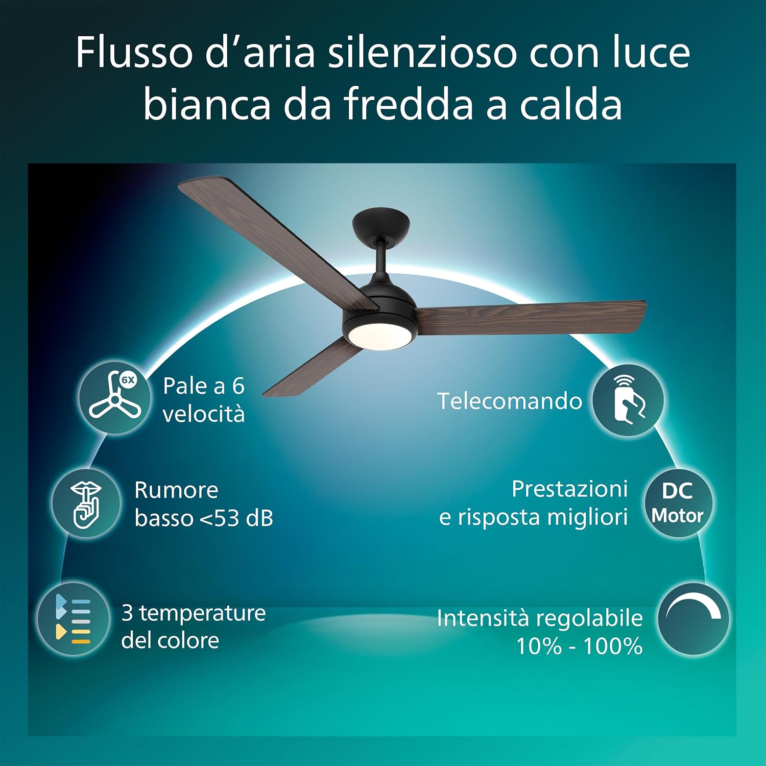 Thumbnail 1 de Philips Civx Fixed blade Fan 132 cm 52” con LED e 6 velocità (35W+24W) DarkWood/Black