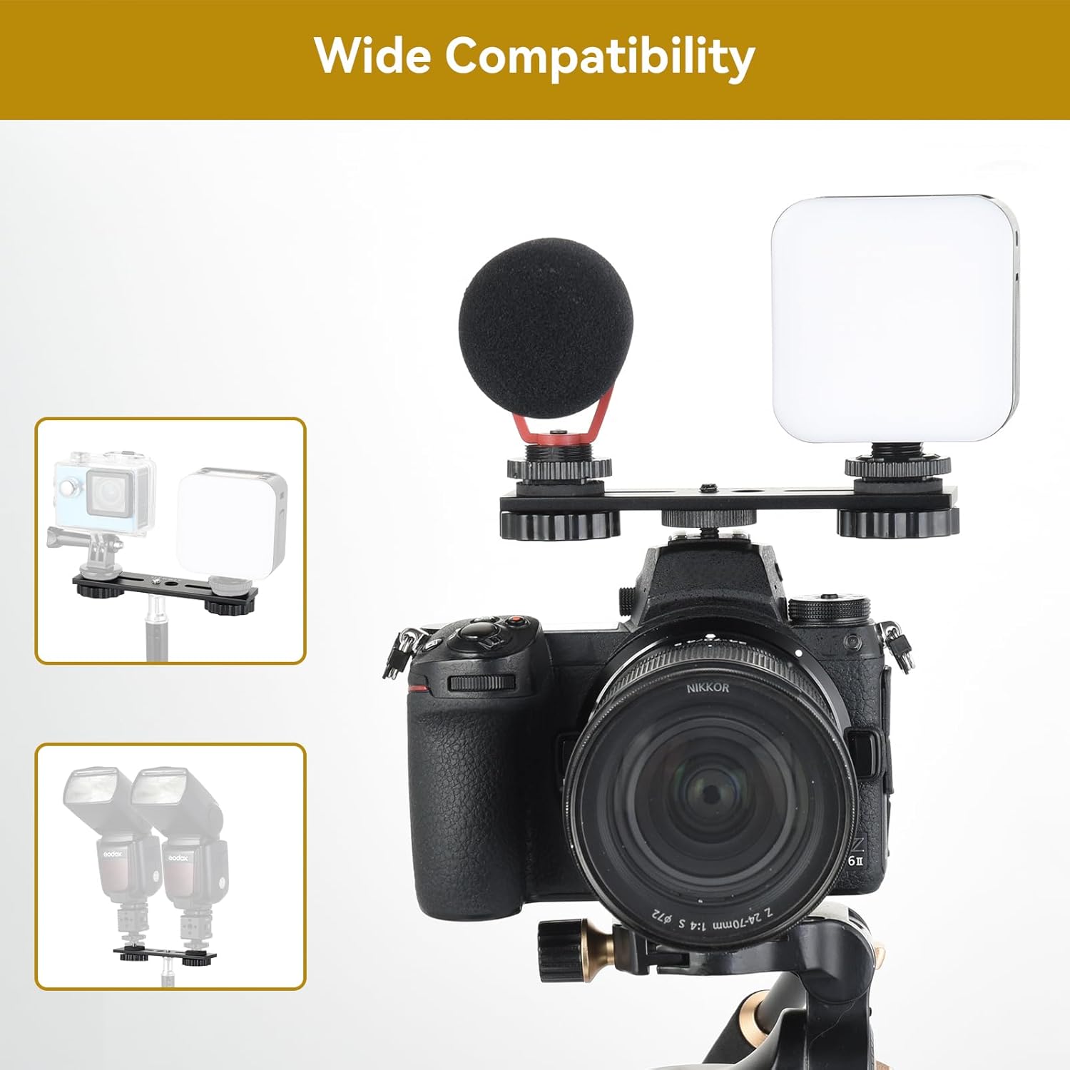 Detalle de UTEBIT 5'' Dual Flash Mount: Aluminium 12.7 cm Double Hot Shoe Rail