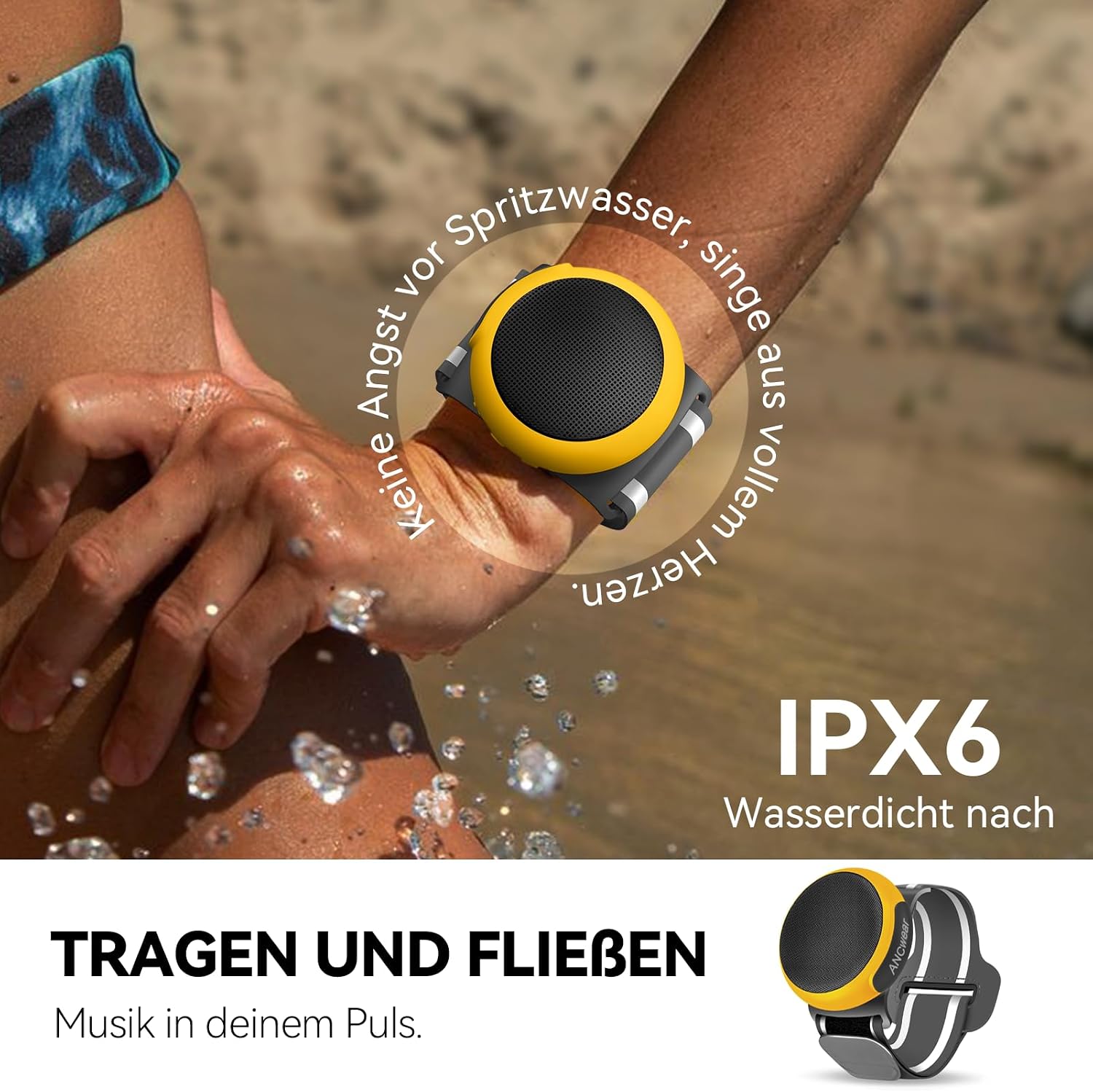 Detalle de ANCwear Tragbarer Bluetooth 5.3 Mini-Lautsprecher mit Mikrofon – Neuartige Wearable-Lösung für Sport und Alltag