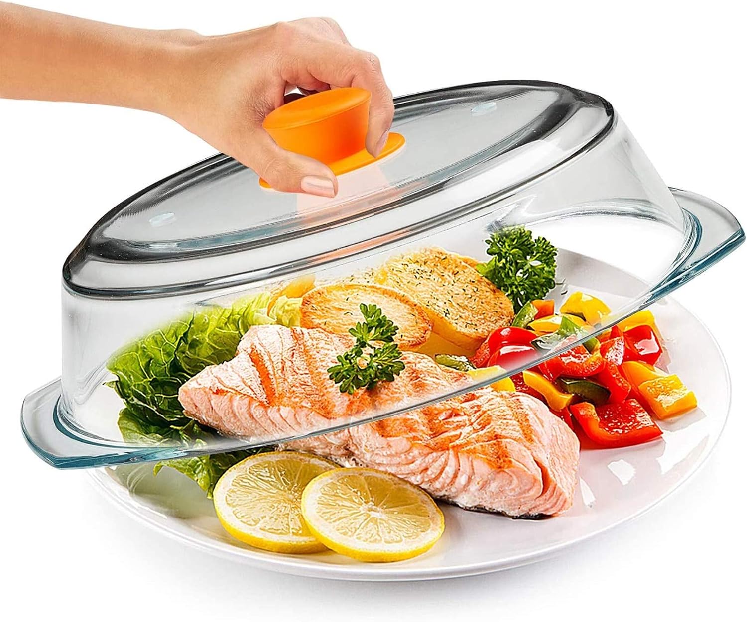 Detalle 2 de Bezrat Glass Microwave Cover, 10 x 3 Inch