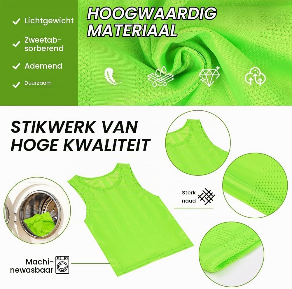Detalle 2 de BSBUY 5231162 trainingshesjes, 6 stuks, fluorescerend groen mesh