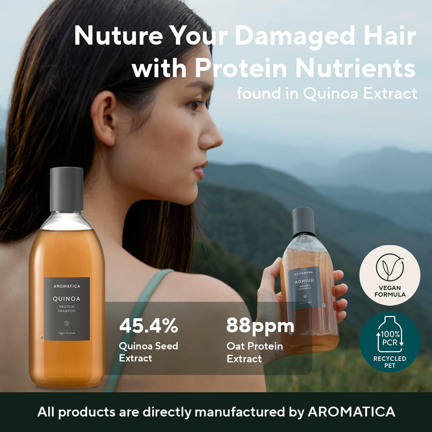 Thumbnail 1 de AROMATICA Shampooing Protéiné au Quinoa 400 ml — réparation et douceur sans sulfates ni silicones