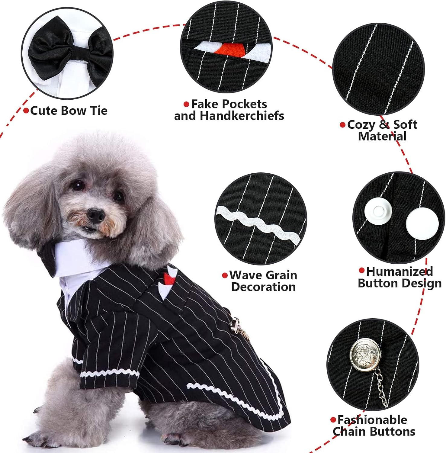 Detalle 2 de QBLEEV Dog Tuxedo Costume, polyester and cotton