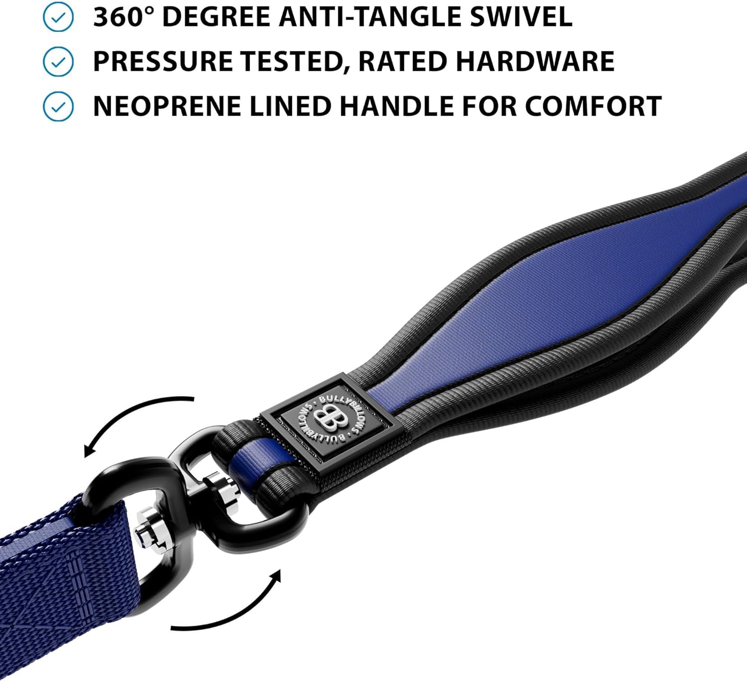 Thumbnail 2 de BullyBillows 1.2m Mini Combat Collar Lead with Soft Neoprene Handle (Stainless Steel Dog Lead)