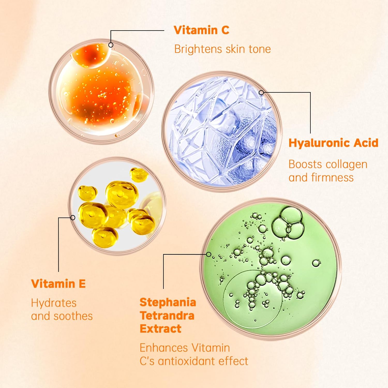 Detalle de VGO Vitamin C Serum for Face (Hyaluronic Acid + Vitamin E) — Anti-Aging Hydration for All Skin Types