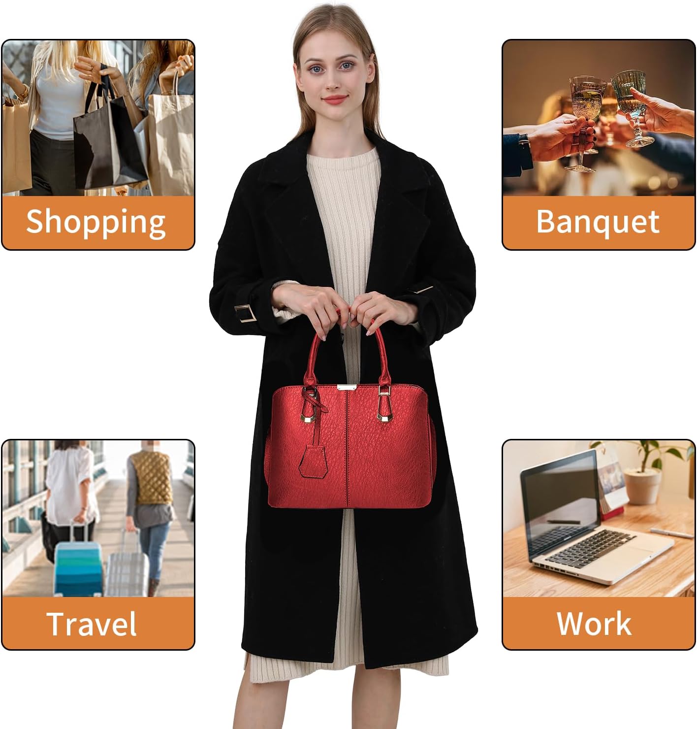 Detalle de ACNCN Womens Satchel Handbag Tote Purse with Top Handle and Removable Shoulder Strap