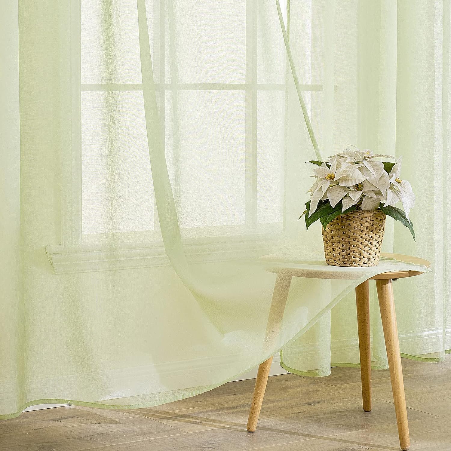 Detalle de Rideaux voile transparents 140x225 Vert