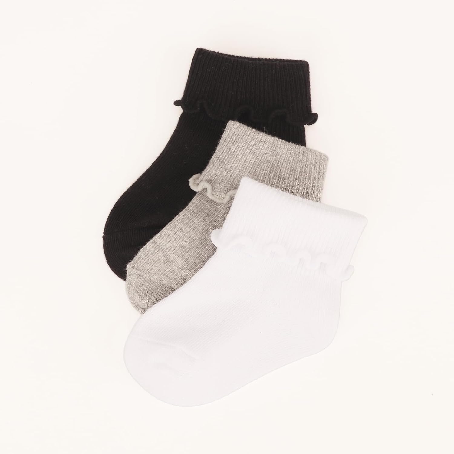 Thumbnail 5 de DRESHOW Infant Ruffle Lace Socks: Non-slip, Plain Yet Frilly Baby Socks for Newborns to Toddlers