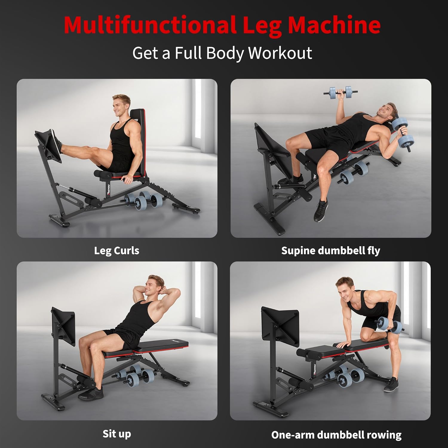 Detalle 2 de PASYOU Leg Press Machine with Adjustable Weight Bench & Leg Extension (1300LBS capacity)